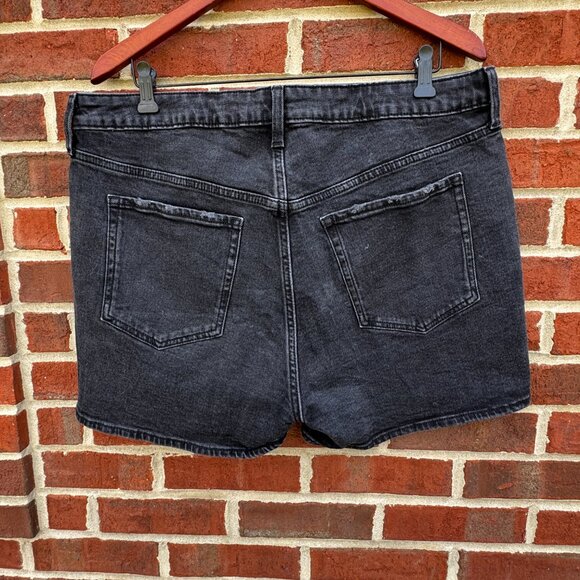 Old Navy Black Denim Shorts Sz 16 OG Straight High Rise Secret Smooth Pockets … - Picture 3 of 10